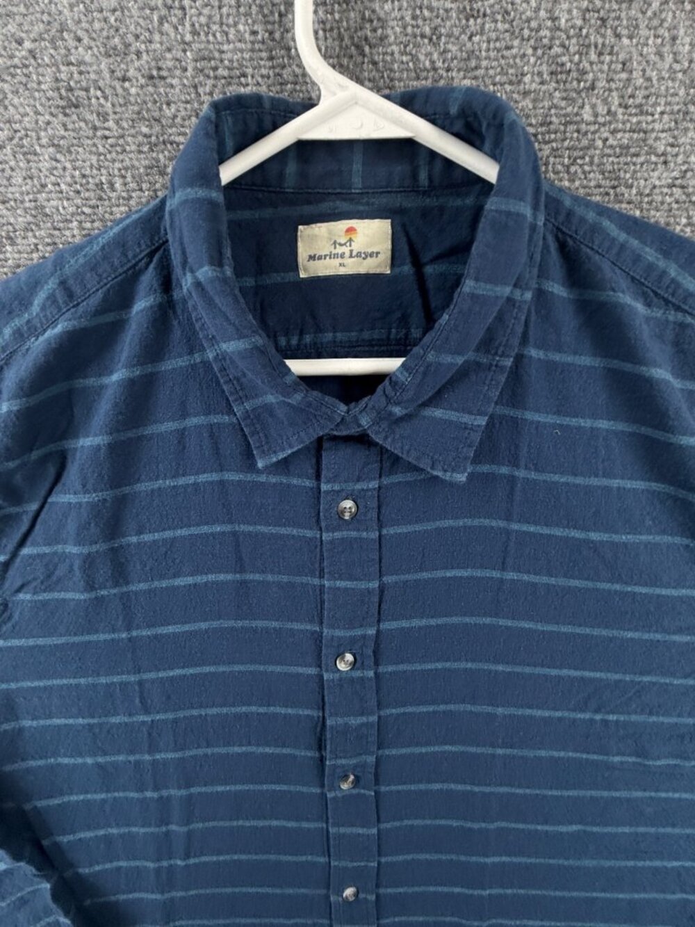 Marine Layer Striped XL Blue Mens Button Up Long Sleeve Shirt Adult Soft Cotton